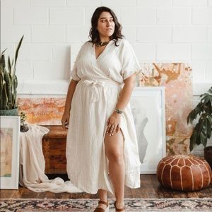 Sotela Cream Striped Wrap Maxi Dress - brand new!